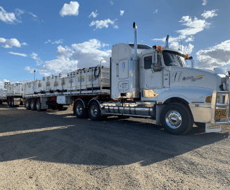 A long truck with generators