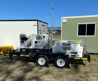 Temporary power generator is being placed for a site