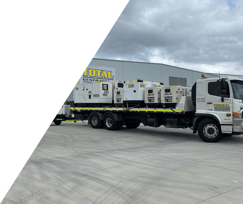 Truck with generators in front of the head office