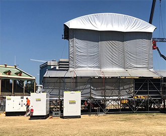 Total Generators team installing generators at the RNA Showgrounds in Brisbane